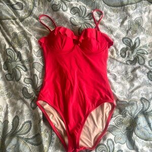 J crew red one piece swim suit